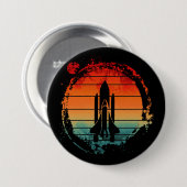 BADGE ROND 7,6 CM NAVETTE SPATIALE VINTAGE (Devant & derrière)