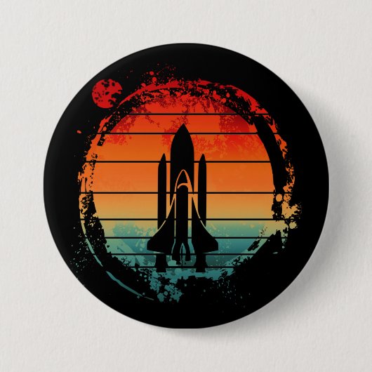 BADGE ROND 7,6 CM NAVETTE SPATIALE VINTAGE (Devant)