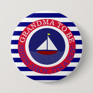 Badge Rond 7,6 Cm Navires Ahoy, C'est un petit bouton Baby shower