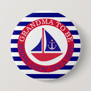 Badge Rond 7,6 Cm Navires Ahoy, C'est un petit bouton Baby shower