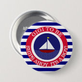 Badge Rond 7,6 Cm Navires Ahoy, C'est un petit bouton Baby shower (Devant & derrière)