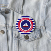 Badge Rond 7,6 Cm Navires Ahoy, C'est un petit bouton Baby shower (En situation)