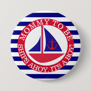 Badge Rond 7,6 Cm Navires Ahoy, C'est un petit bouton Baby shower