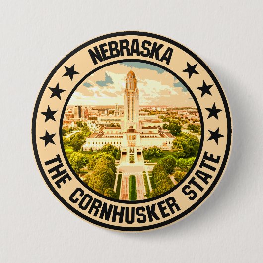 Badge Rond 7,6 Cm Nebraska (Devant)
