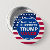 Badge Rond 7,6 Cm Nebraska SOUTIENT TRUMP VANCE (Devant & derrière)