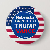 Badge Rond 7,6 Cm Nebraska SOUTIENT TRUMP VANCE (Devant)