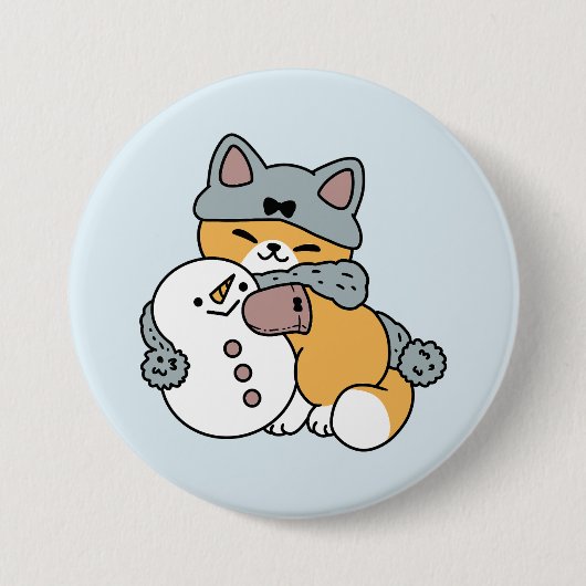 Badge Rond 7,6 Cm Neige beaucoup amusant Chat hiver vacances Design (Devant)