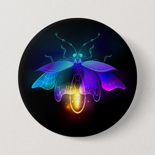 Badge Rond 7,6 Cm Neon Firefly sur noir (Devant)