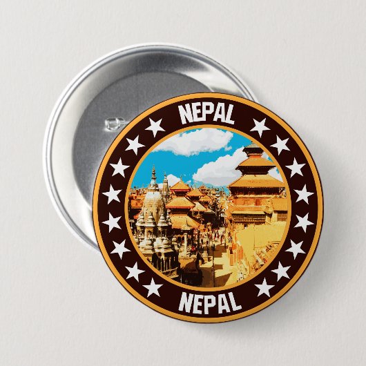 Badge Rond 7,6 Cm Népal (Devant & derrière)