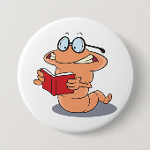 Badge Rond 7,6 Cm Nerdy Bookworm Lire Un Livre (Devant)