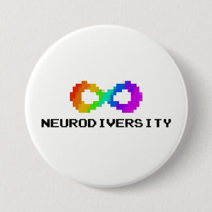 Badge Rond 7,6 Cm Neurodiversity à 8 bits avec le texte