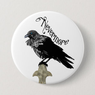Badge Rond 7,6 Cm Nevermore Raven
