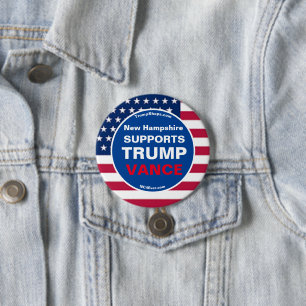 Badge Rond 7,6 Cm New Hampshire SOUTIENT TRUMP VANCE