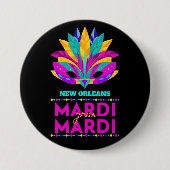 Badge Rond 7,6 Cm New Orleans Mardi Gras Mask (Devant)