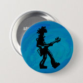 Badge Rond 7,6 Cm New York Boogie Nights Guitare Bleu (Devant & derrière)