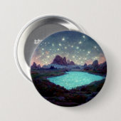 Badge Rond 7,6 Cm Night Sky Stars Imaginaire Paysage (Devant & derrière)