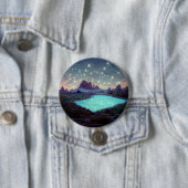 Badge Rond 7,6 Cm Night Sky Stars Imaginaire Paysage (En situation)