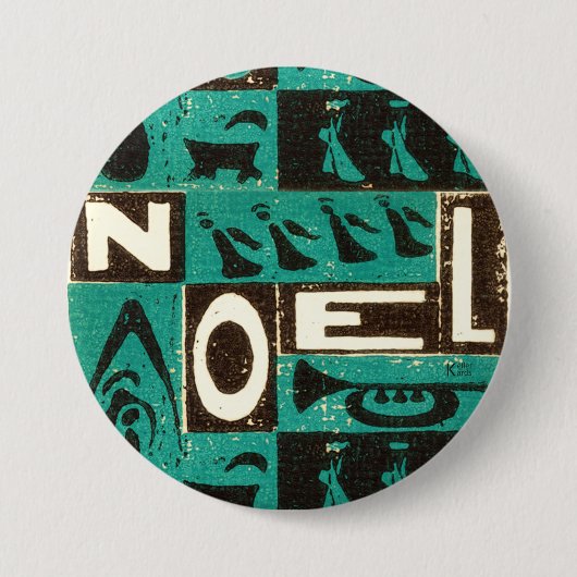 Badge Rond 7,6 Cm Noel Green (Devant)