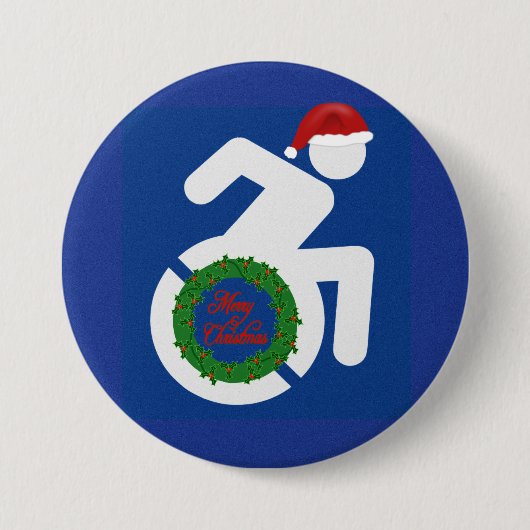 Badge Rond 7,6 Cm Noël Handicapé (Devant)