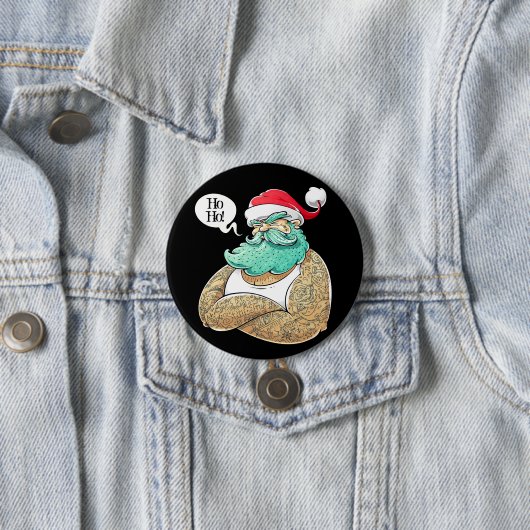 Badge Rond 7,6 Cm Noël Hipsta Santa Claus (En situation)