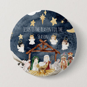 Badge Rond 7,6 Cm Noël "Jésus est la raison de la saison"