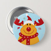 Badge Rond 7,6 Cm Noël Reindeer salue (Devant & derrière)