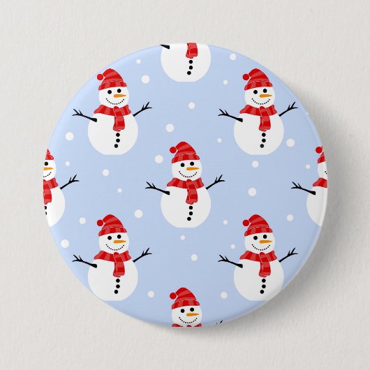 Badge Rond 7,6 Cm Noël Snowman Motif (Devant)