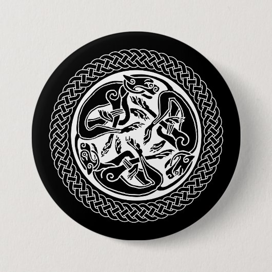 Badge Rond 7,6 Cm Noeud celtique avec des chiens (Devant)
