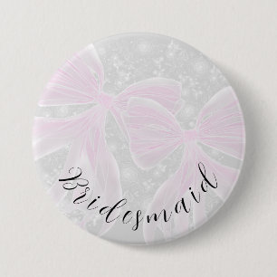 Badge Rond 7,6 Cm Nœuds transparents rose coquette - Demoiselle d'ho
