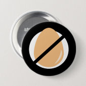 Badge Rond 7,6 Cm Noir Pas d'Oeufs Enfants Oeuf Alerte d'allergie (Devant & derrière)
