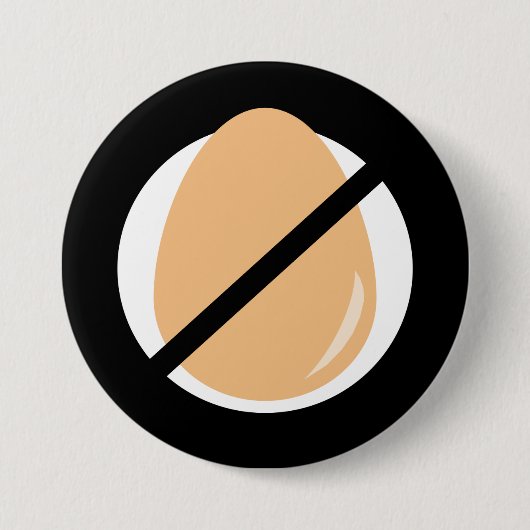 Badge Rond 7,6 Cm Noir Pas d'Oeufs Enfants Oeuf Alerte d'allergie (Devant)