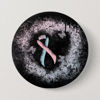 Badge Rond 7,6 Cm Noir rose et bleu clair Ribbon Sensibilisation Gru