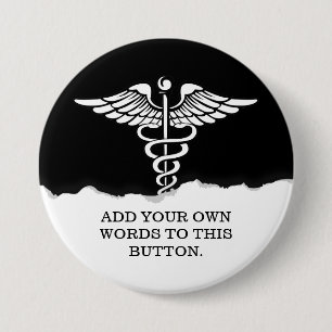 Badge Rond 7,6 Cm Noir solide des textes faits sur commande Médical