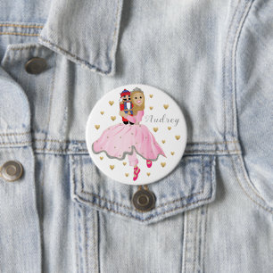 Badge Rond 7,6 Cm Noisette de Noël Ballerina