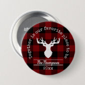 Badge Rond 7,6 Cm Nom de famille Plaid Red and Black Buffalo (Devant & derrière)