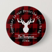 Badge Rond 7,6 Cm Nom de famille Plaid Red and Black Buffalo (Devant)