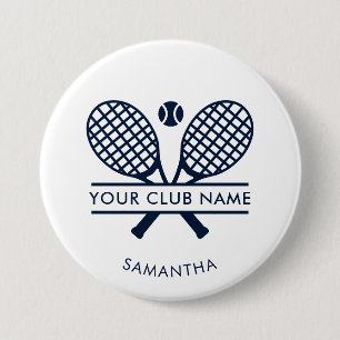 Badge Rond 7,6 Cm Nom de joueur de tennis de club de country moderne