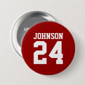Badge Rond 7,6 Cm Nom de l'athlète blanc et criminel Numéro Jersey (Devant & derrière)