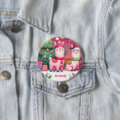 Badge Rond 7,6 Cm Nom de Noël rose personnalisé (En situation)