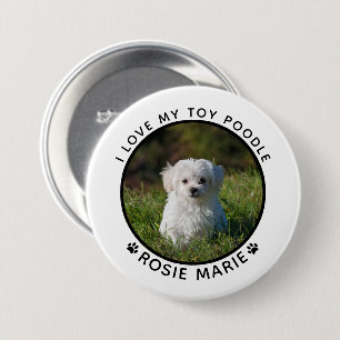 Badge Rond 7,6 Cm Nom de photo de chien mignon Empreintes de pattes