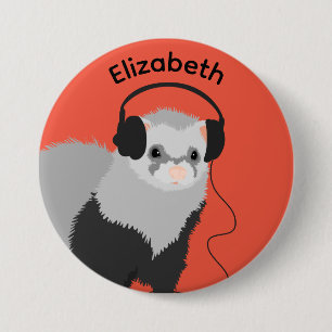 Badge Rond 7,6 Cm Nom du furet de l'amoureux de la musique