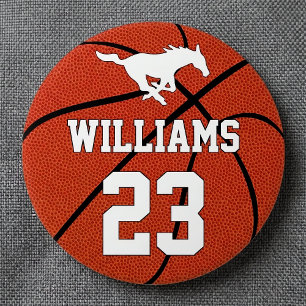 Badge Rond 7,6 Cm Nom du joueur personnalisé de basket-ball et logo 