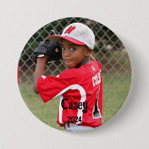 Badge Rond 7,6 Cm Nom et bouton Année du lecteur photo de sport pers