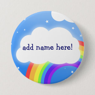 Badge Rond 7,6 Cm Nom fait sur commande de nuage d'arc-en-ciel -