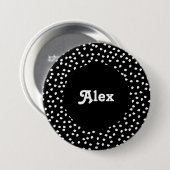 Badge Rond 7,6 Cm Nom Modern Cute Polka Dot noir et blanc (Devant & derrière)
