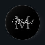 Badge Rond 7,6 Cm Nom monogramme Noir Modèle personnalisé Grand<br><div class="desc">Nom Monogrammé Personnalisé Modèle noir Elégant Grand Bouton Rond tendance.</div>