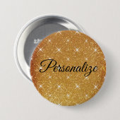 Badge Rond 7,6 Cm Nom personnalisé parties scintillant or brillant g (Devant & derrière)