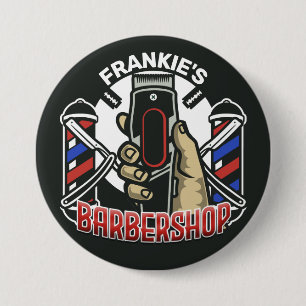 Badge Rond 7,6 Cm Nom personnalisé Retro Barber Shop Pole Barbersho