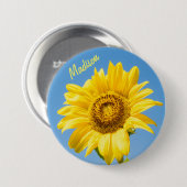 Badge Rond 7,6 Cm Nom personnalisé Sunflower (Devant & derrière)