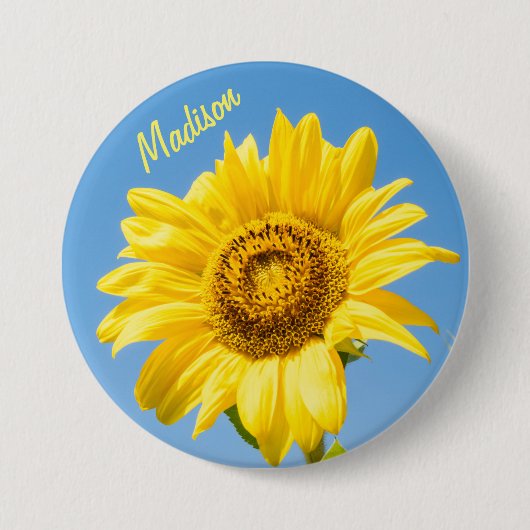 Badge Rond 7,6 Cm Nom personnalisé Sunflower (Devant)